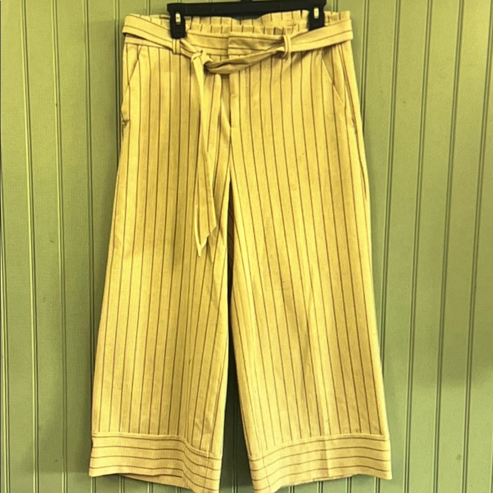 Banana Republic Mustard Striped Wide Leg Pants